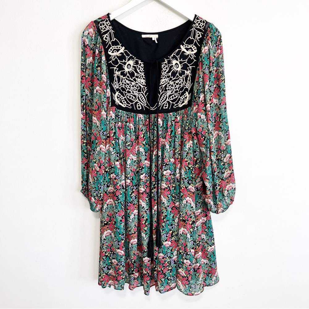 Anthropologie Floreat Ottava Floral Embroidered Boho Peasant Dress Large